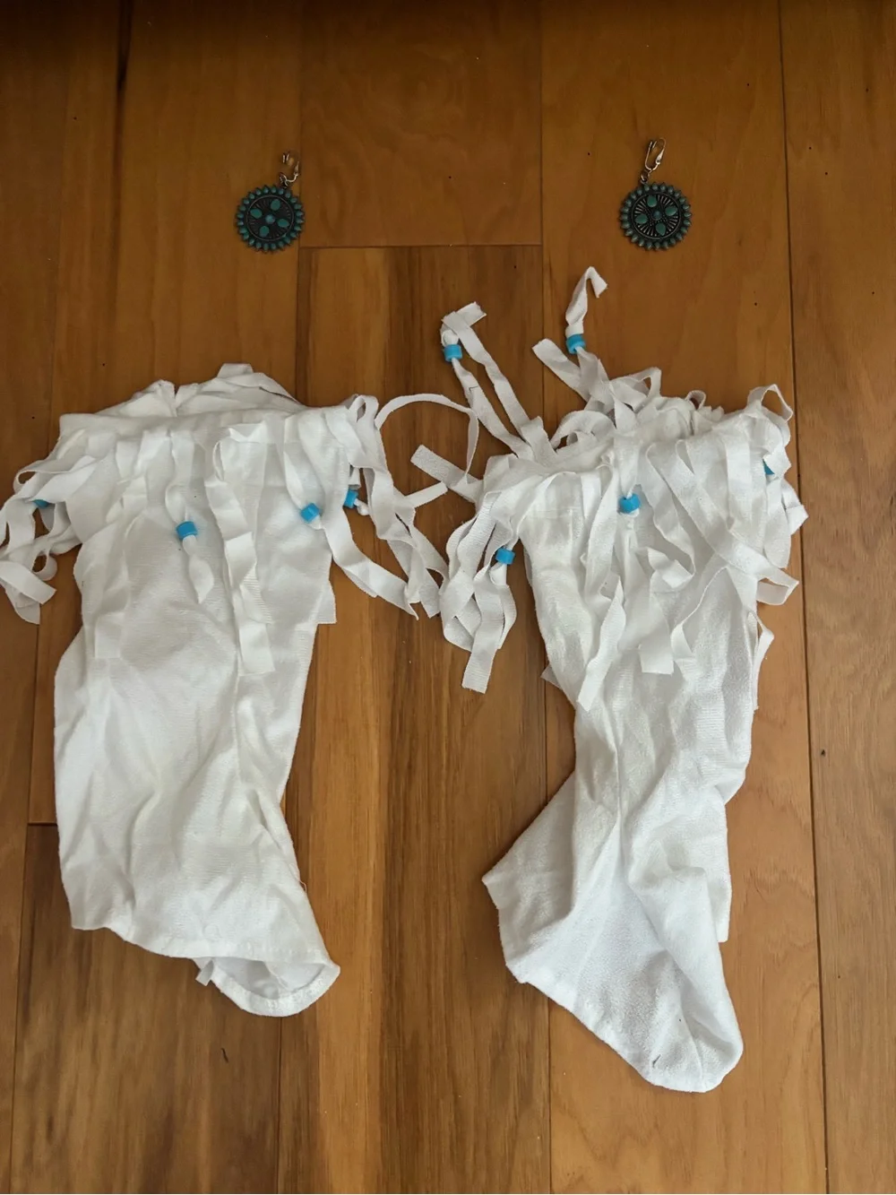 Kids White and Blue Fringe Costume Dress with Headband